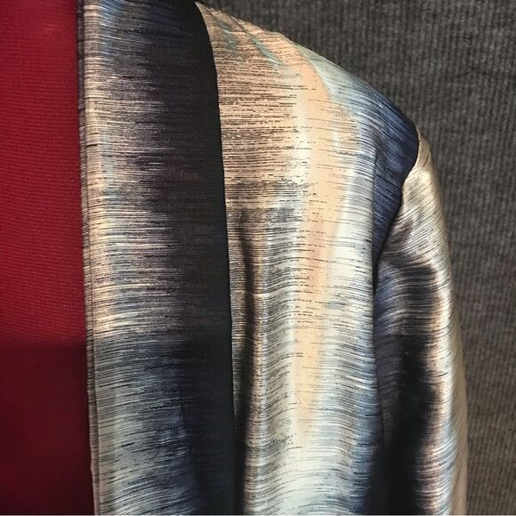 Chico’s Jacket Women’s Size Large Blue Shimmer Three-Quarter Sleeve Open Front - Picture 6 of 9